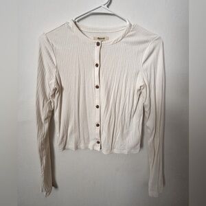 Ribbed Crewneck Cardigan